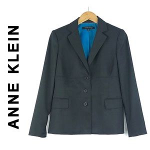 ANNE KLEIN | Charcoal Gray Wool Blend Blazer
